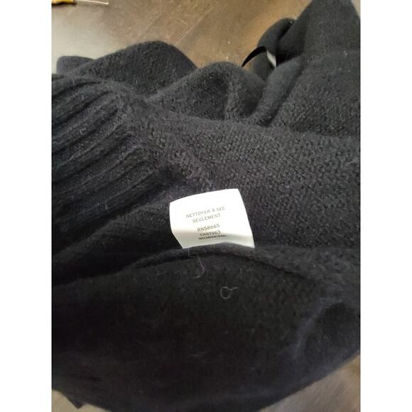 Halogen Open Cardigan OS One Size Black 100% Cashmere Short Sleeves Pockets - Picture 10 of 10